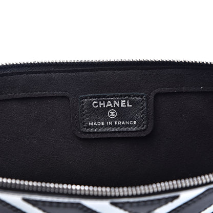Chanel Lambskin Metallic Chevron Zip Pouch Black Silver 6 of 9