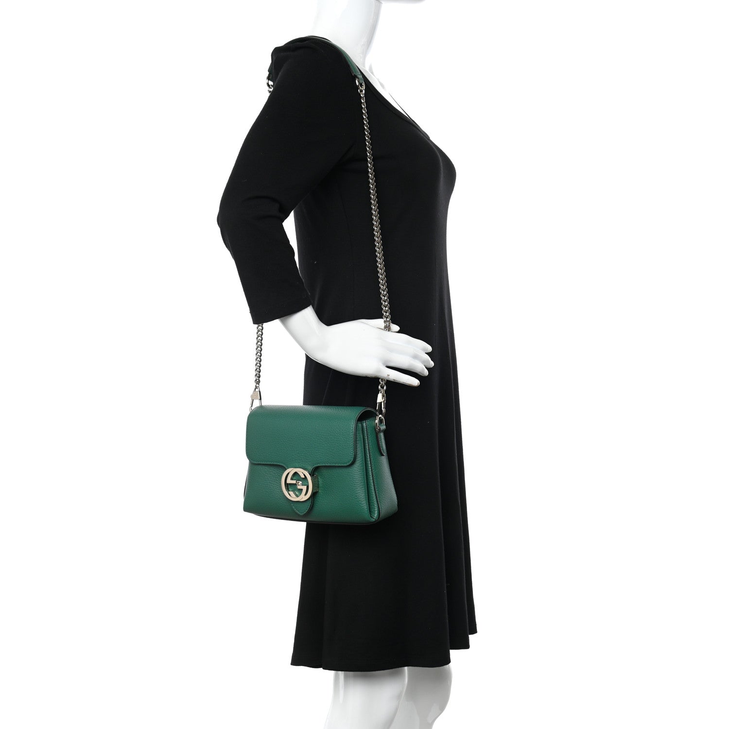 Gucci Dollar Calfskin Interlocking G Crossbody Bag Emerald 2 of 11