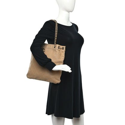 Chanel Lambskin Quilted Shopping Tote Beige 2 of 12