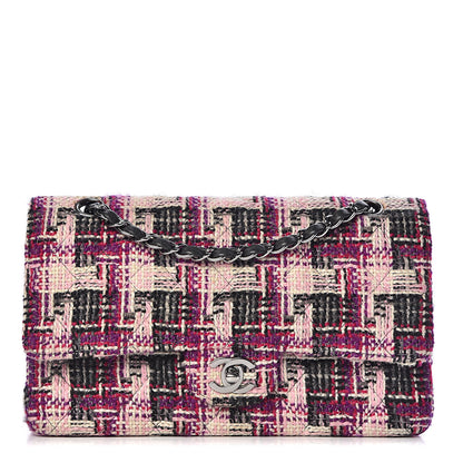 Chanel Tweed Quilted Medium Double Flap Pink Black 1 of 13
