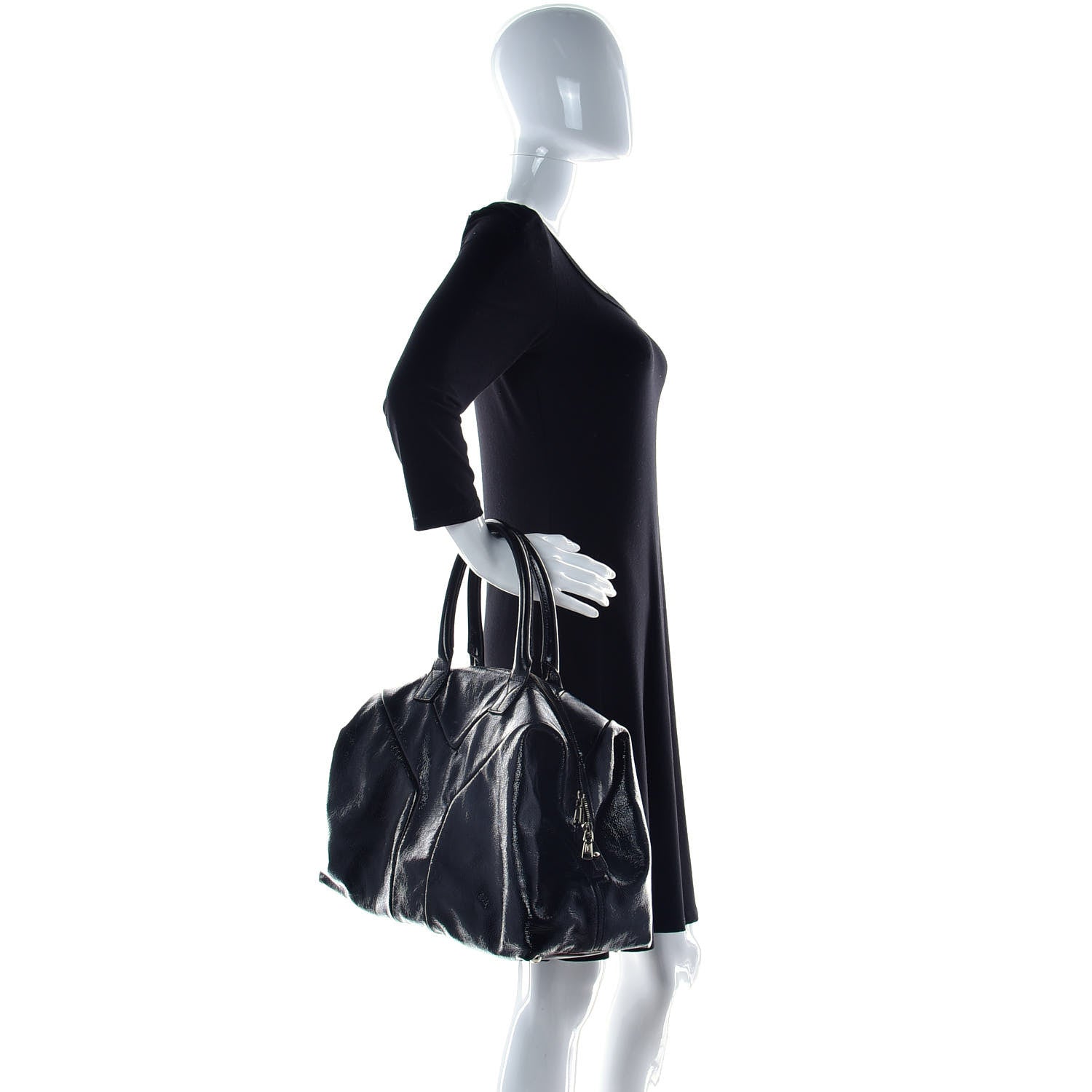 Saint Laurent Textured Patent Medium Easy Y Bag Black 2 of 15
