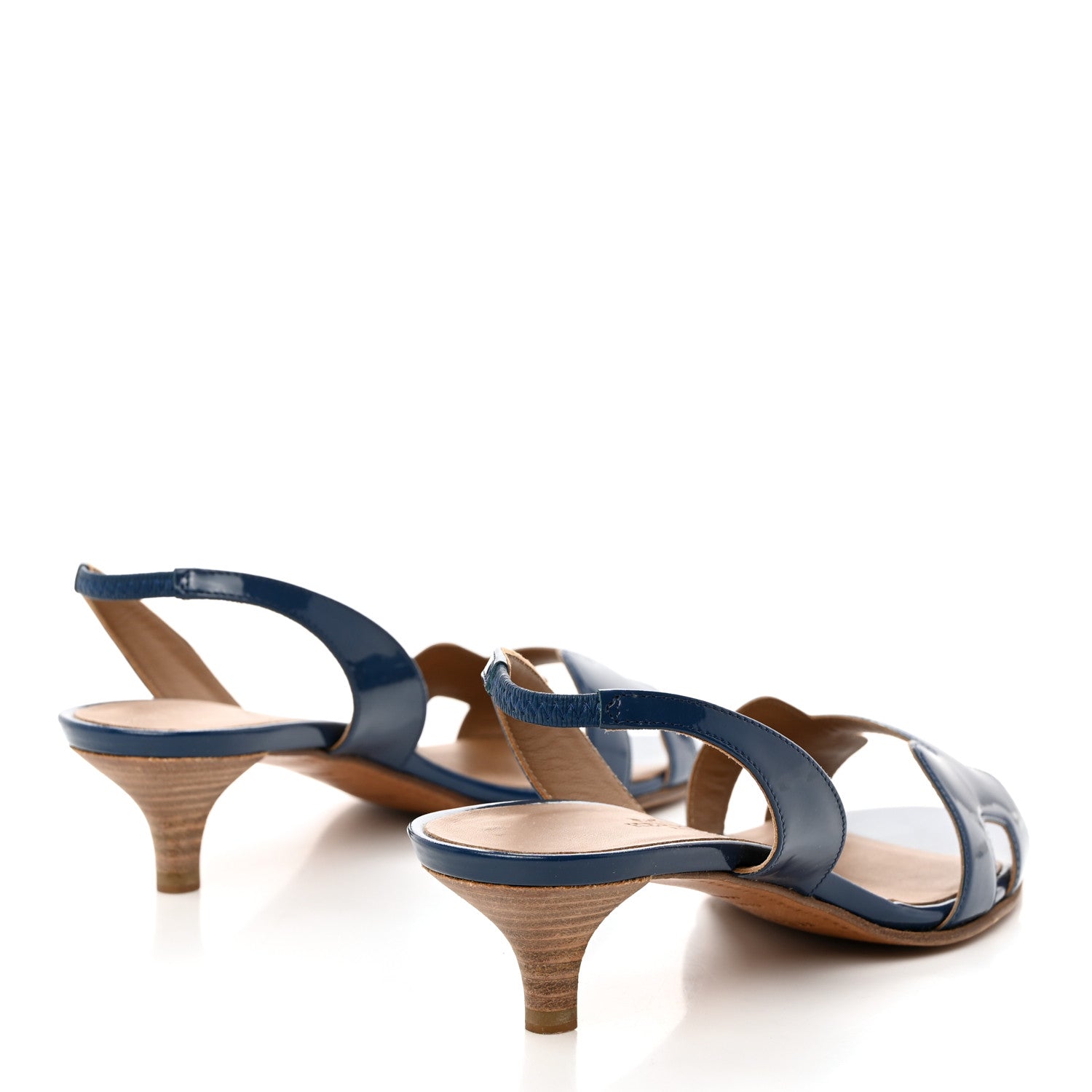 Hermes Patent Ottomane Slingback Sandals 37 Blue 4 of 13