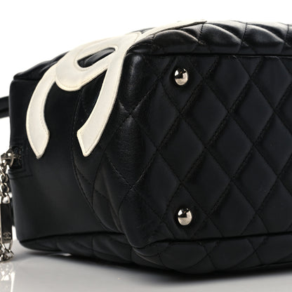 Chanel Calfskin Quilted Large Cambon Bowler Black White 9 of 11