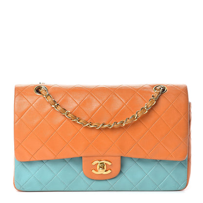 Chanel Lambskin Quilted Tri-Color Medium Double Flap Brown Blue Purple 1 of 13