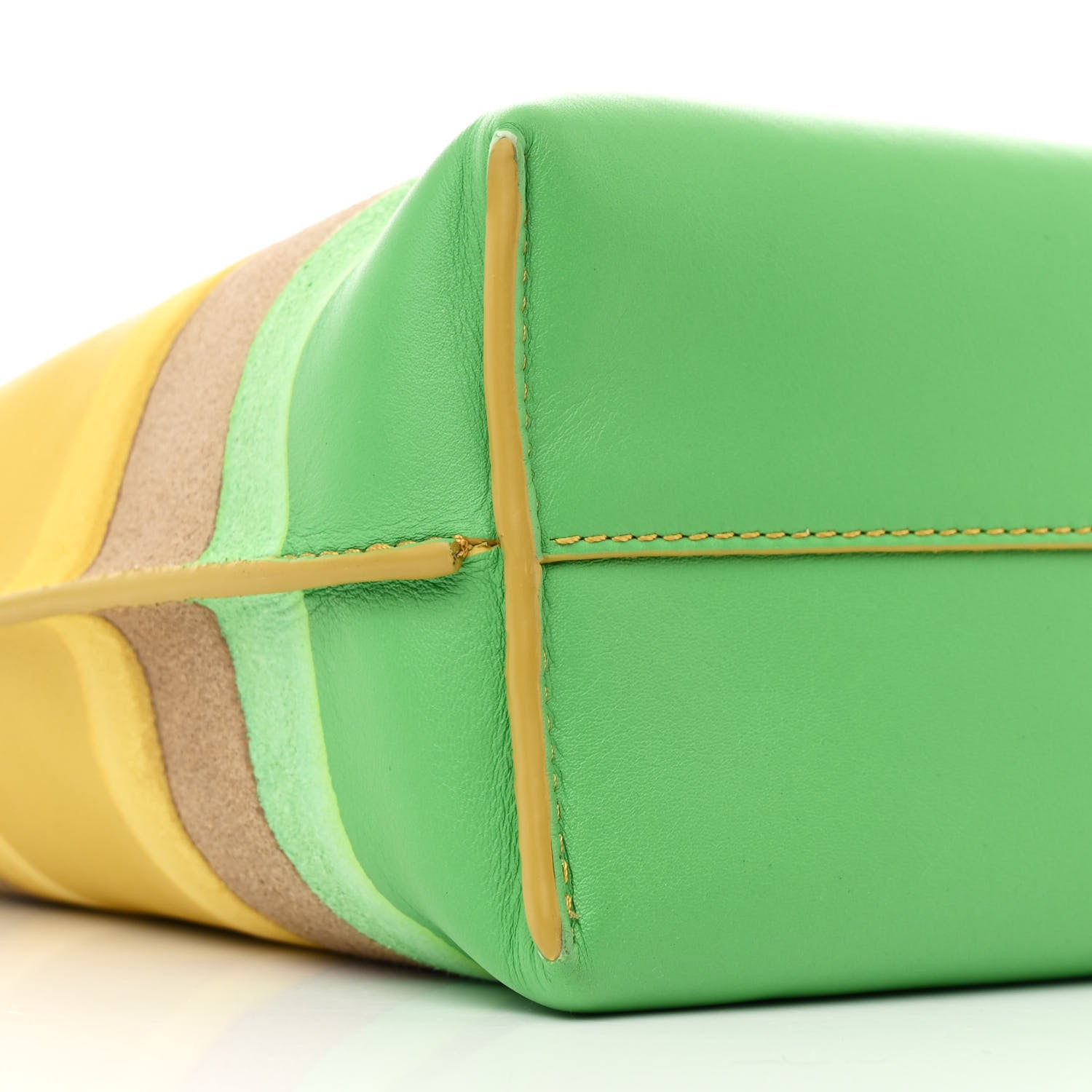 Loewe Nappa Calfskin Suede Medium Flamenco Surplus Knot Clutch Apple Green Pale Yellow 9 of 10