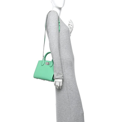 Salvatore Ferragamo Hammered Calfskin Small The Studio Box Bag Fresh Mint 2 of 9