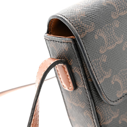 Celine Canvas Calfskin Triomphe Shoulder Bag Tan 13 of 15