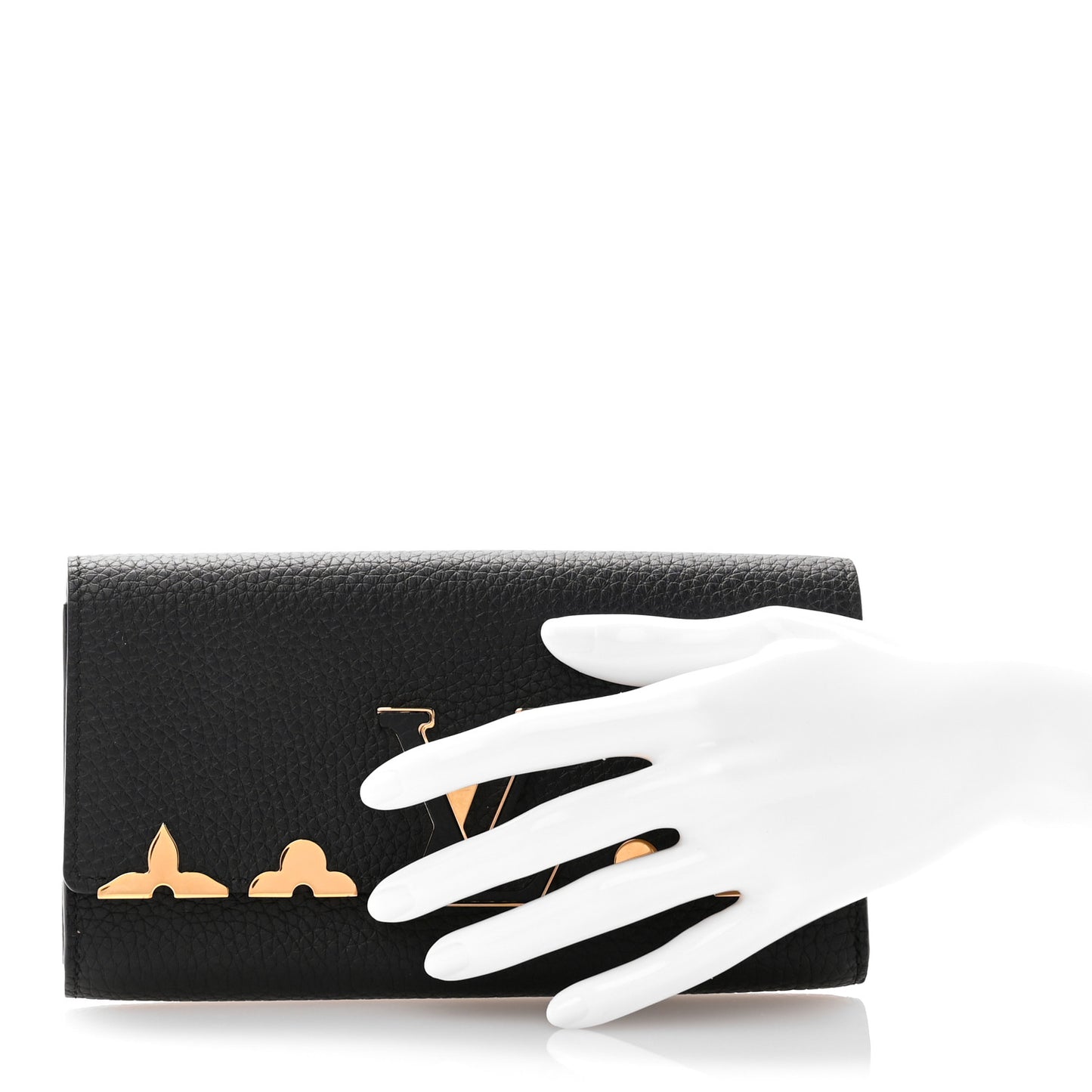 Taurillon Embellished Capucines Long Wallet Black