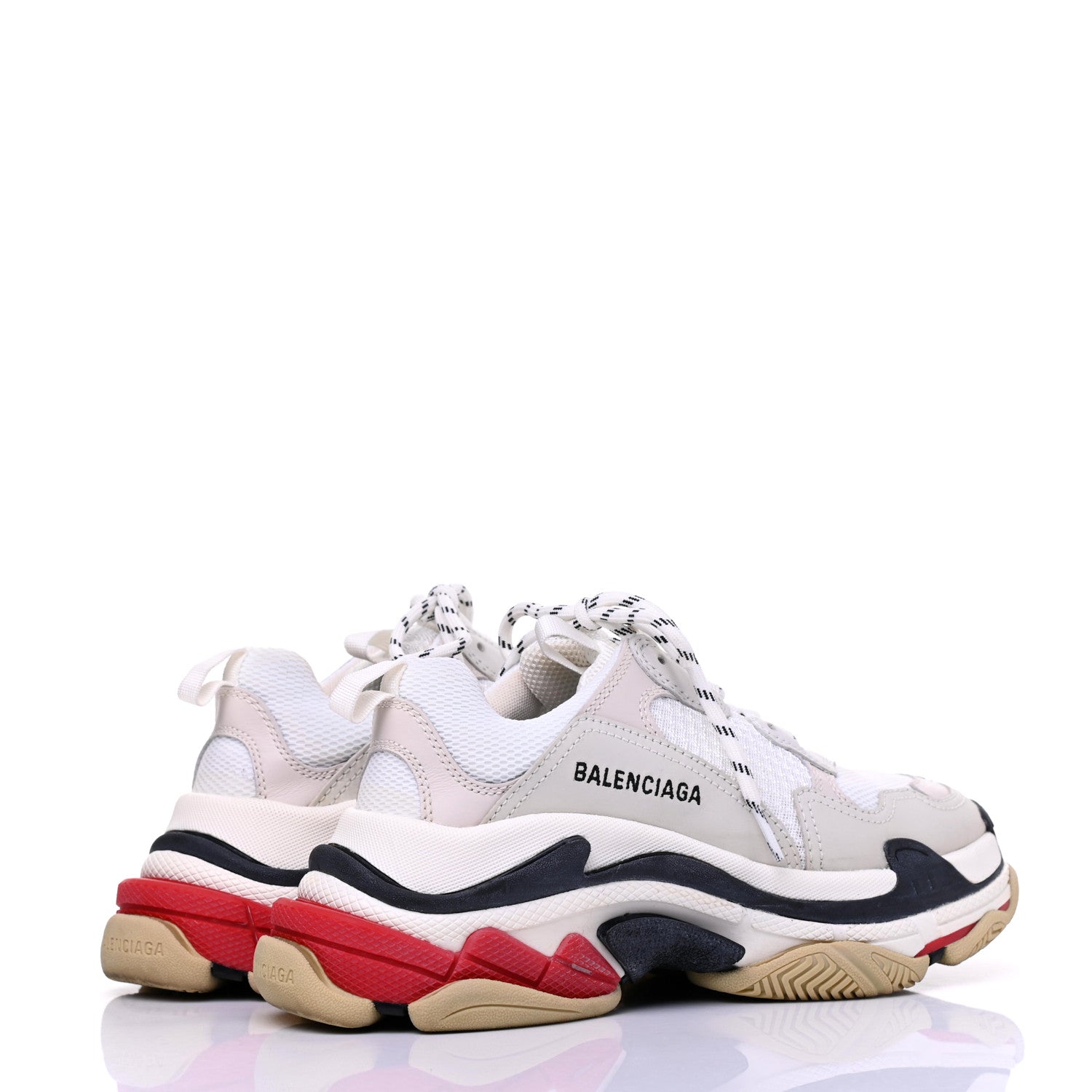 Balenciaga Fabric Mesh Womens Triple S Sneakers 38 Grey Red White 4 of 15
