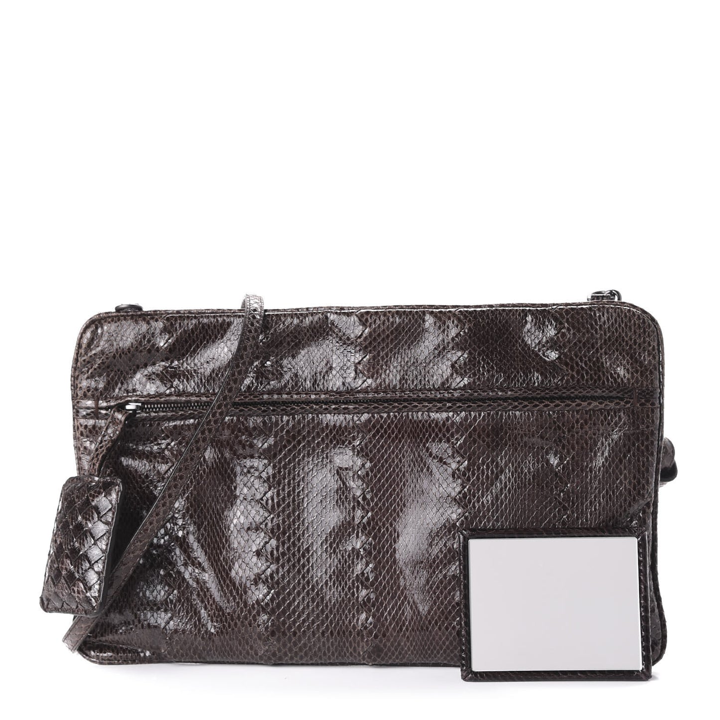 Ayers Snakeskin Flat Crossbody Brown