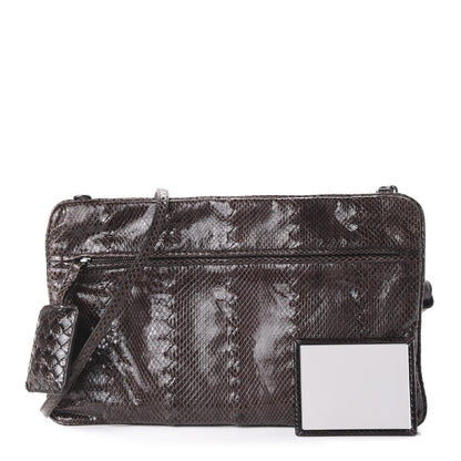 Bottega Veneta Ayers Snakeskin Flat Crossbody Brown 1 of 9