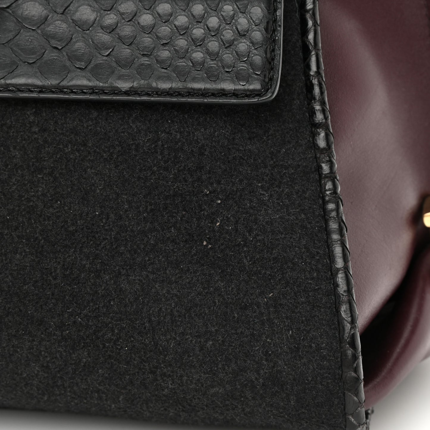 Calfskin Suede Snakeskin Small Sofia Satchel Black Burgundy