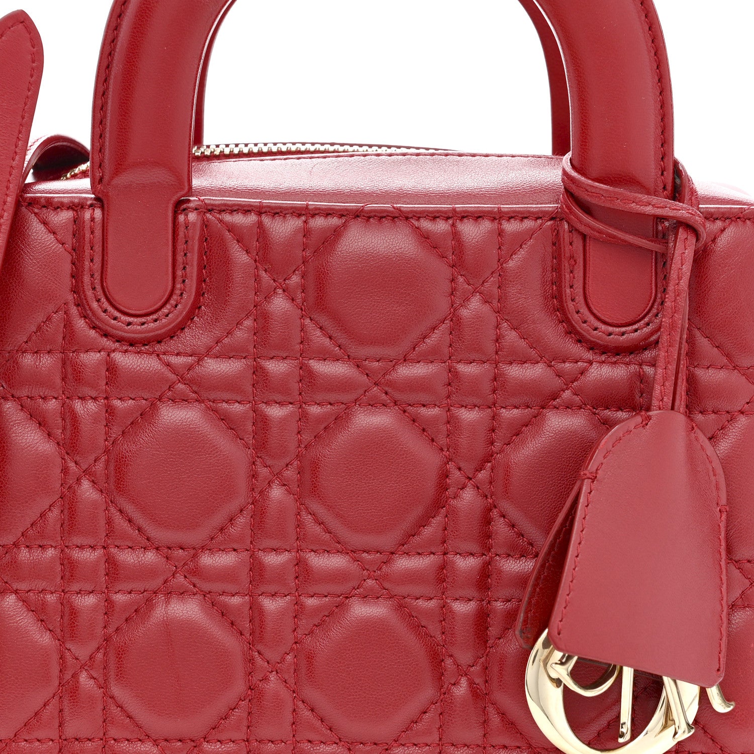 Christian Dior Lambskin Cannage Lily Tote Dark Red 8 of 14