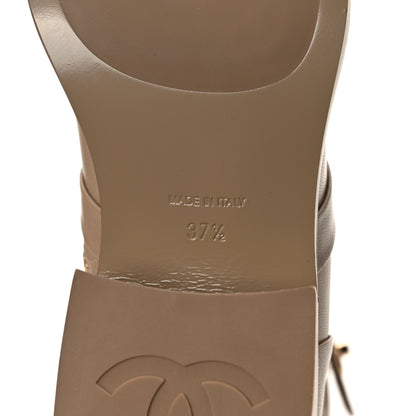 Chanel Shiny Goatskin Cap Toe Short Boots 37.5 Beige 6 of 9