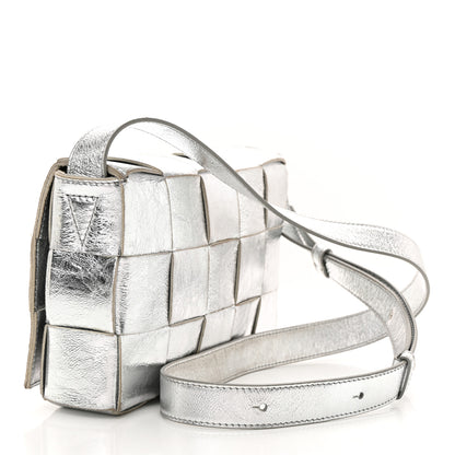 Bottega Veneta Metallic Lambskin Maxi Intrecciato Cassette Crossbody Bag Silver 3 of 13