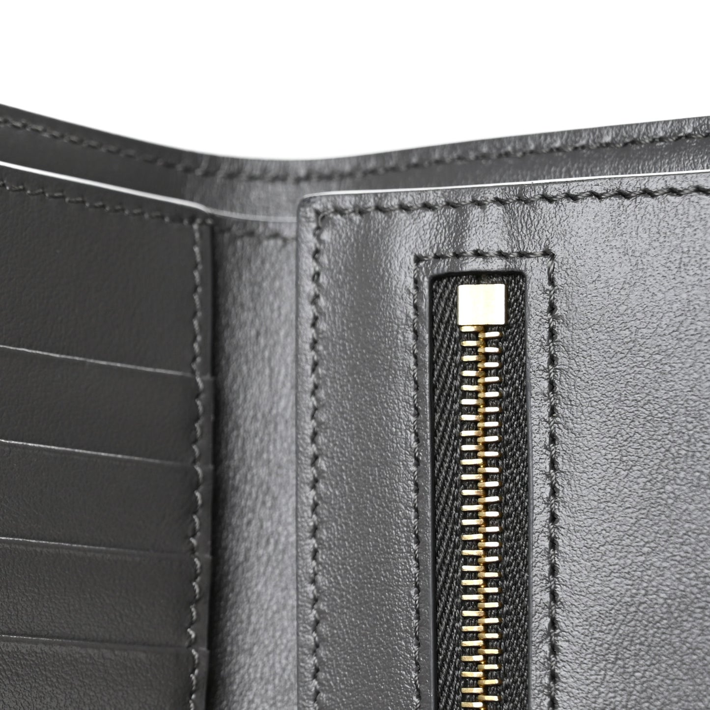 Grained Calfskin Medium Multifunction Strap Wallet Grey Vintage Pink