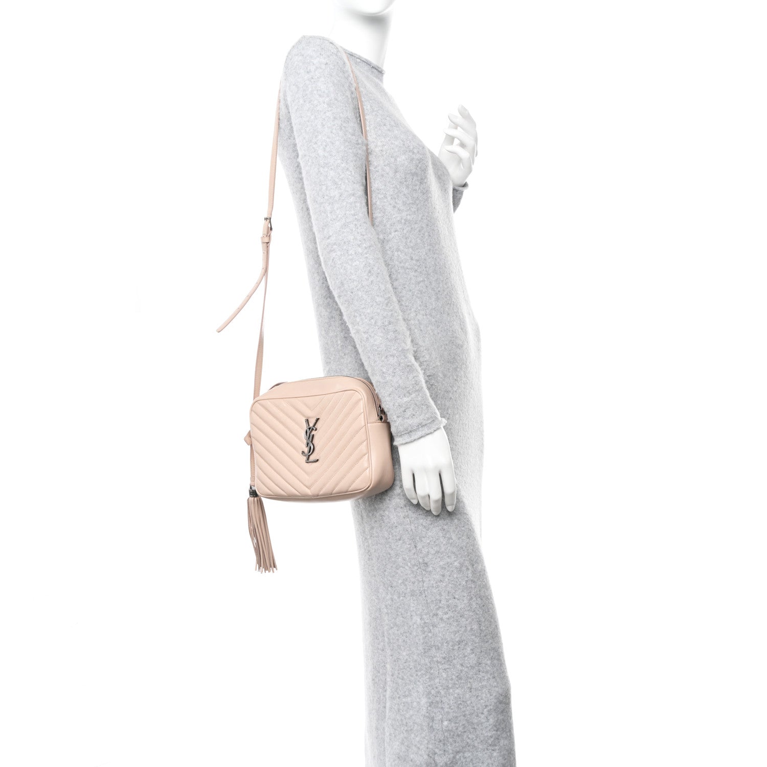 Saint Laurent Calfskin Matelasse Monogram Lou Camera Bag Marble Pink 2 of 12