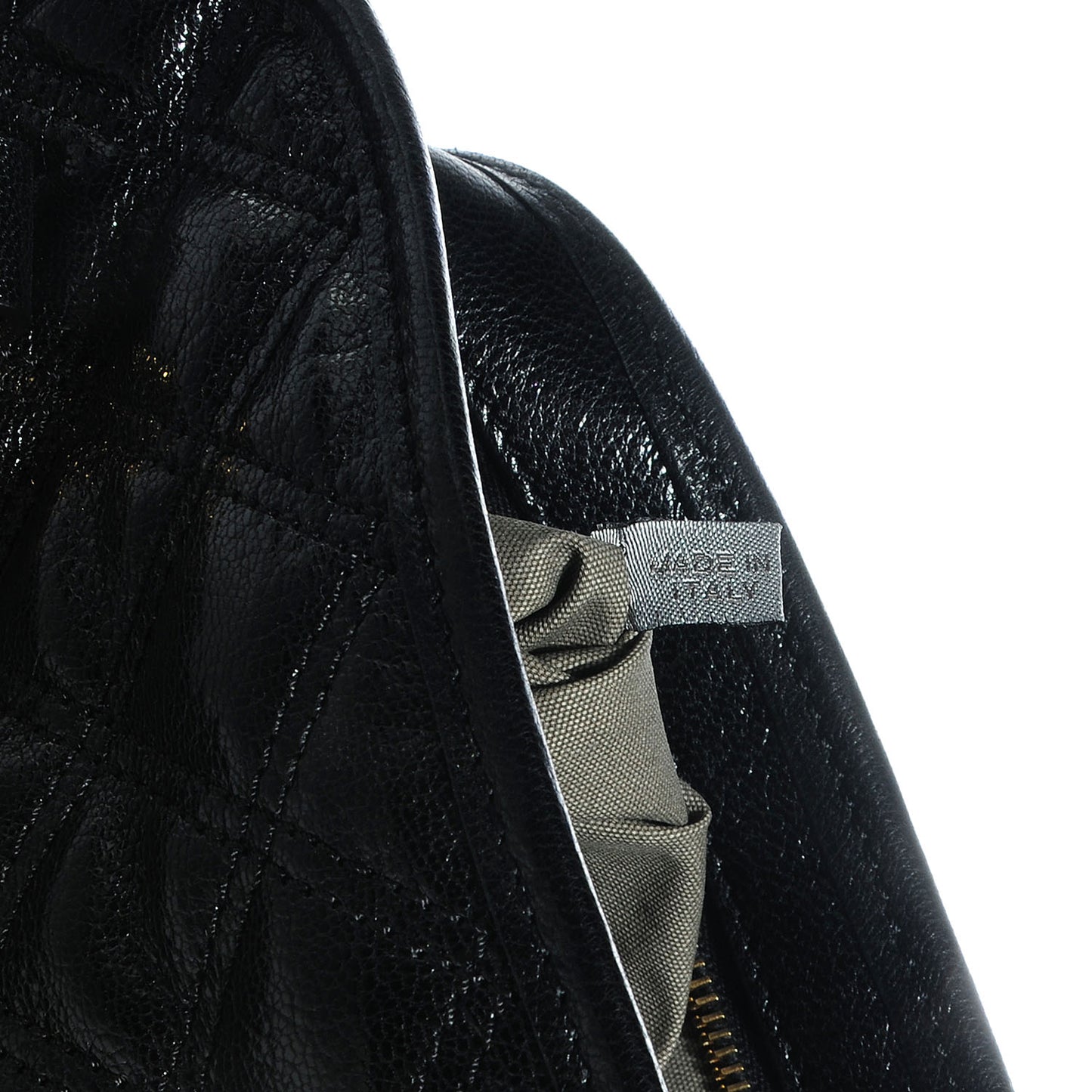 Lacquered Goatskin Quilting Class Satchel Black