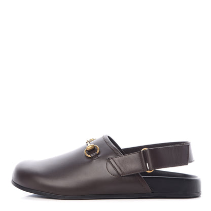 Gucci Calfskin Mens Horsebit River Slingback Slippers 9 Cocoa 1 of 9