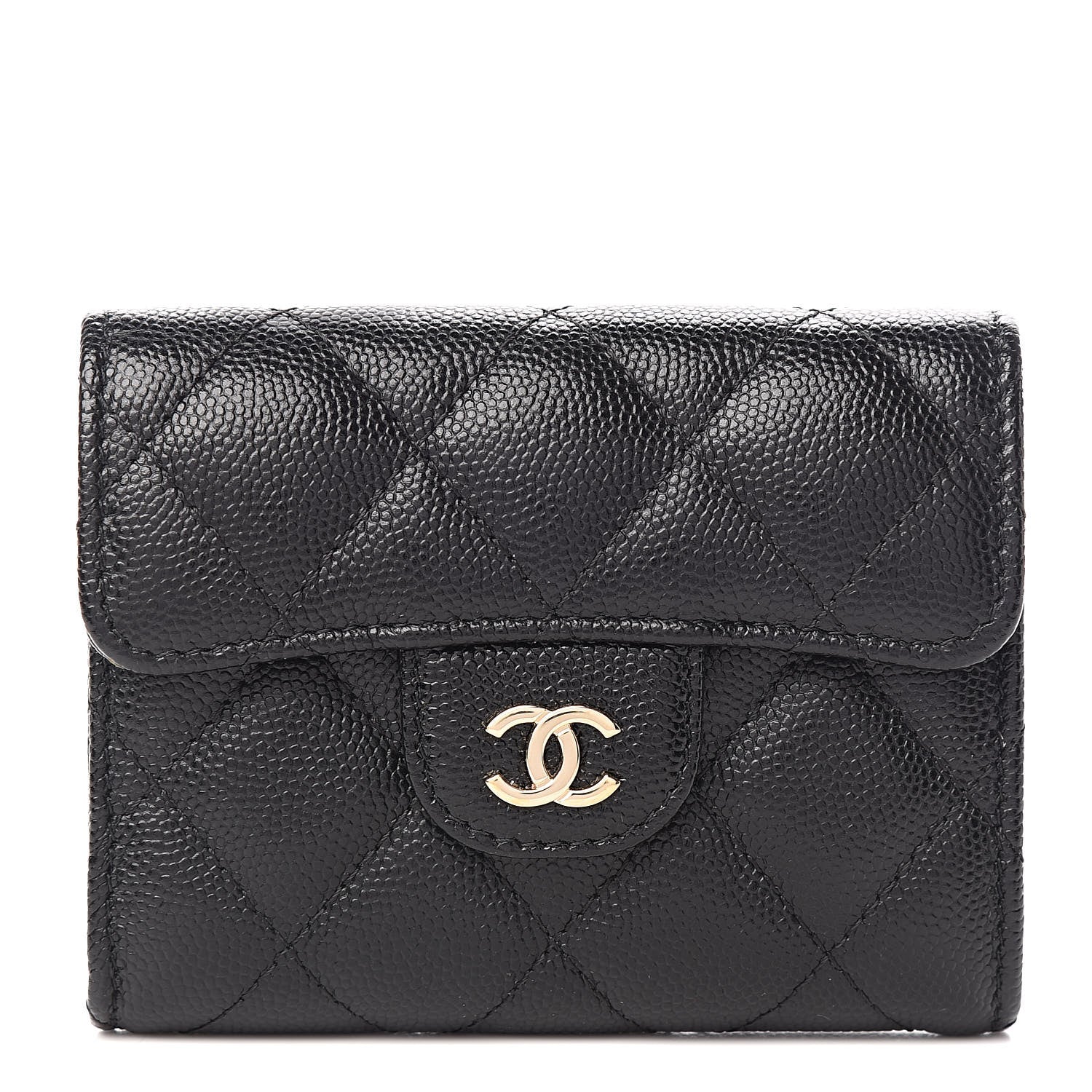 Chanel Caviar Quilted Flap Card Holder Wallet Black 1 of 10
