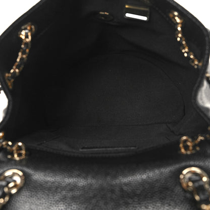 Chanel Shiny Caviar Quilted Medium Duma Pockets Drawstring Backpack Black 5 of 10