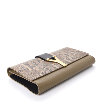 Saint Laurent Snakeskin Calfskin Y Ligne Clutch Black Olive 4 of 11