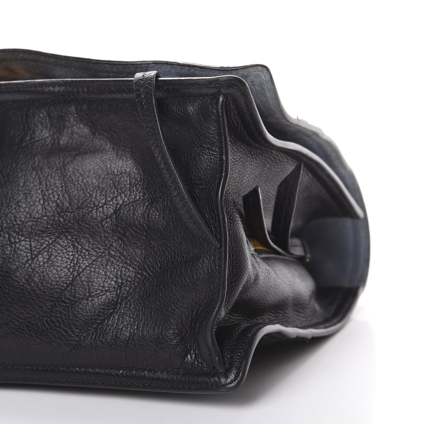 Glace Calfskin Etiquette Flap Shoulder Bag Black