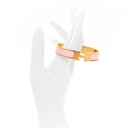 Hermes Enamel Narrow Clic Clac H Bracelet PM Rose Candeur 2 of 5