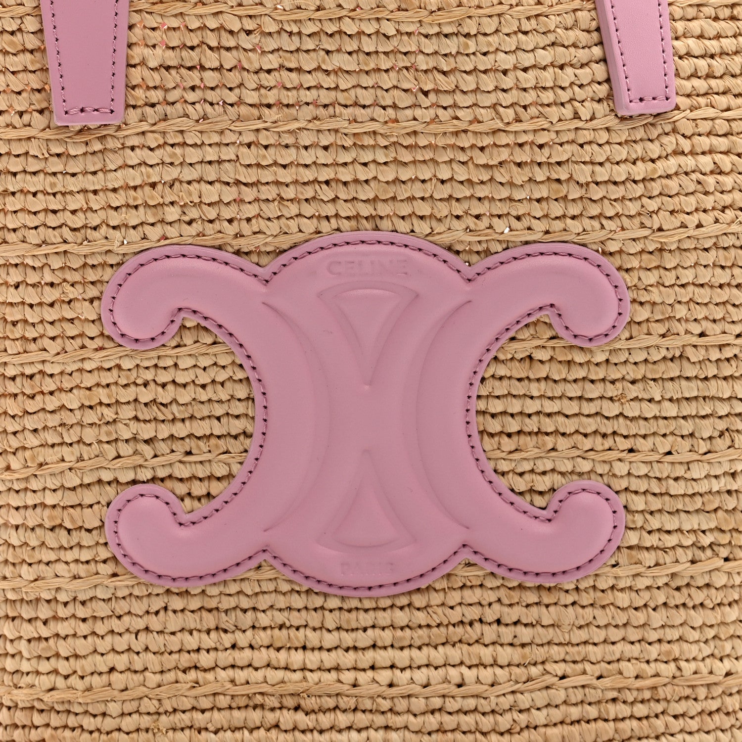 Celine Raffia Calfskin Triomphe Teen Panier Silk Pink Silk Pink 8 of 10