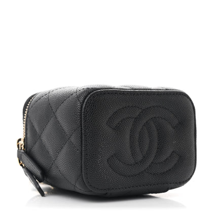 Chanel Caviar Quilted Mini Vanity Case With Chain Black 4 of 11