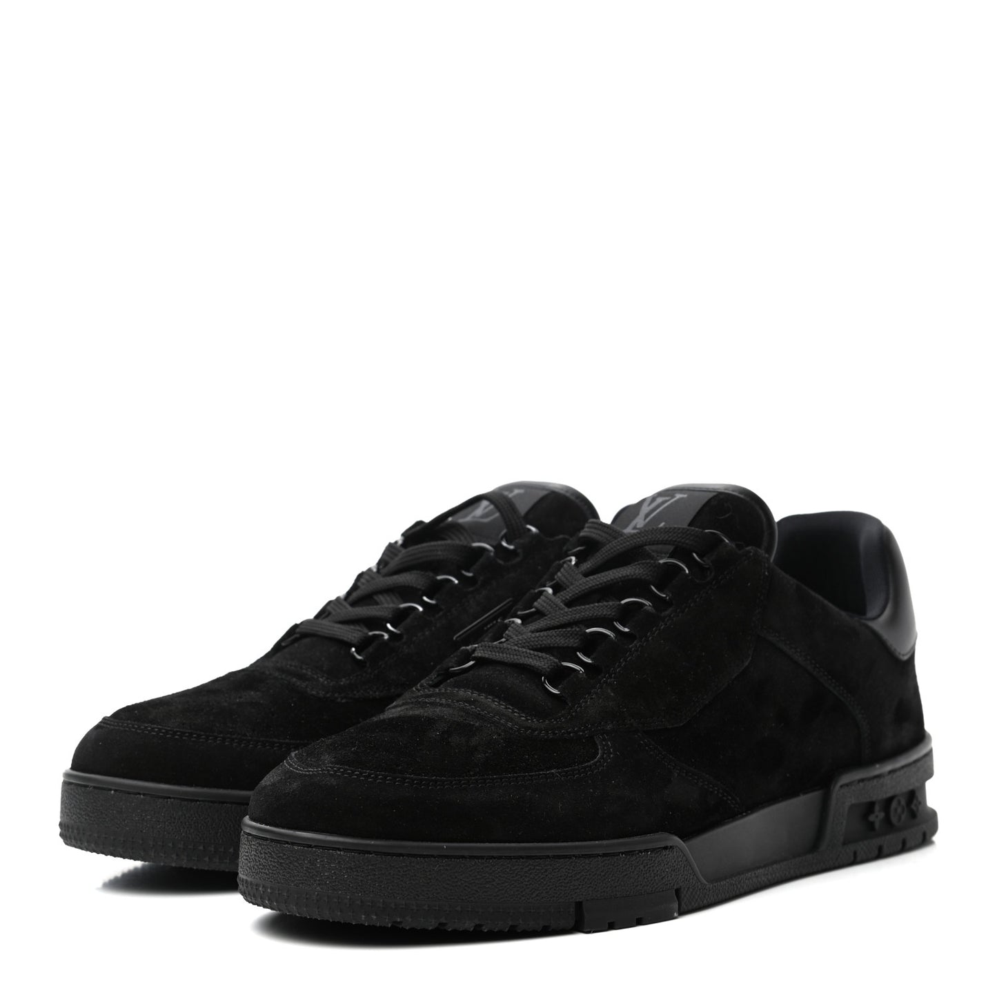 Suede Mens LV Trainer Sneakers 9 Black