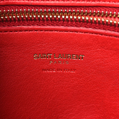 Saint Laurent Calfskin Matelasse Chevron Small Monogram Cabas Lipstick Red 6 of 14