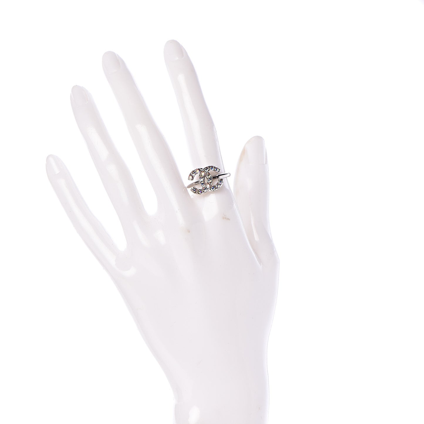 Crystal CC Ring 7 Iridescent Silver