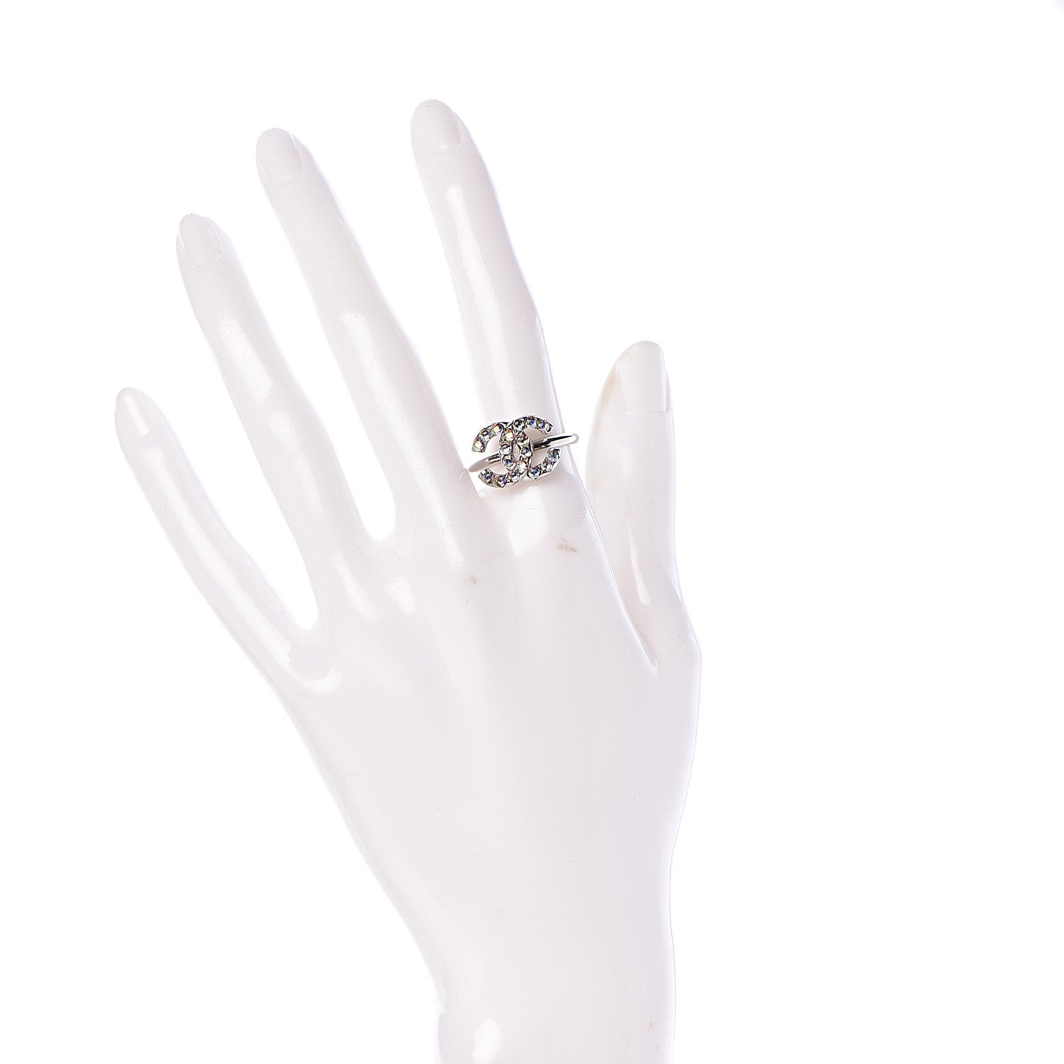 Chanel Crystal CC Ring 7 Iridescent Silver 2 of 6