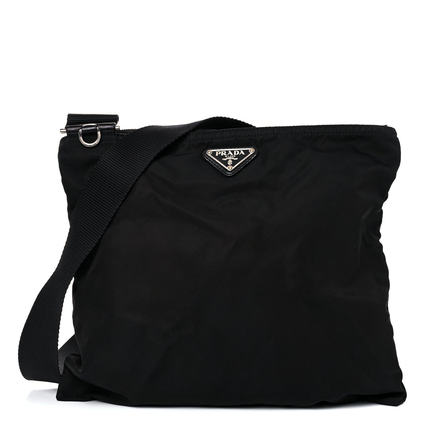 Nylon Saffiano Flat Messenger Bag Black