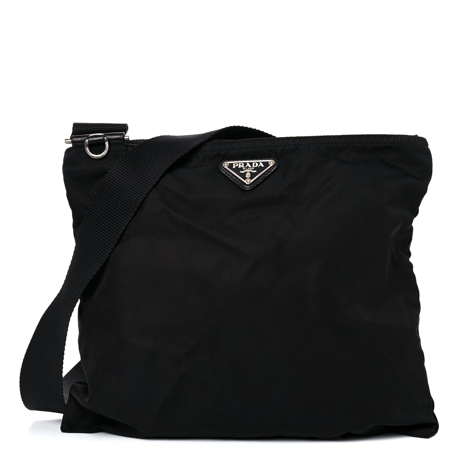 Prada Nylon Saffiano Flat Messenger Bag Black 1 of 9