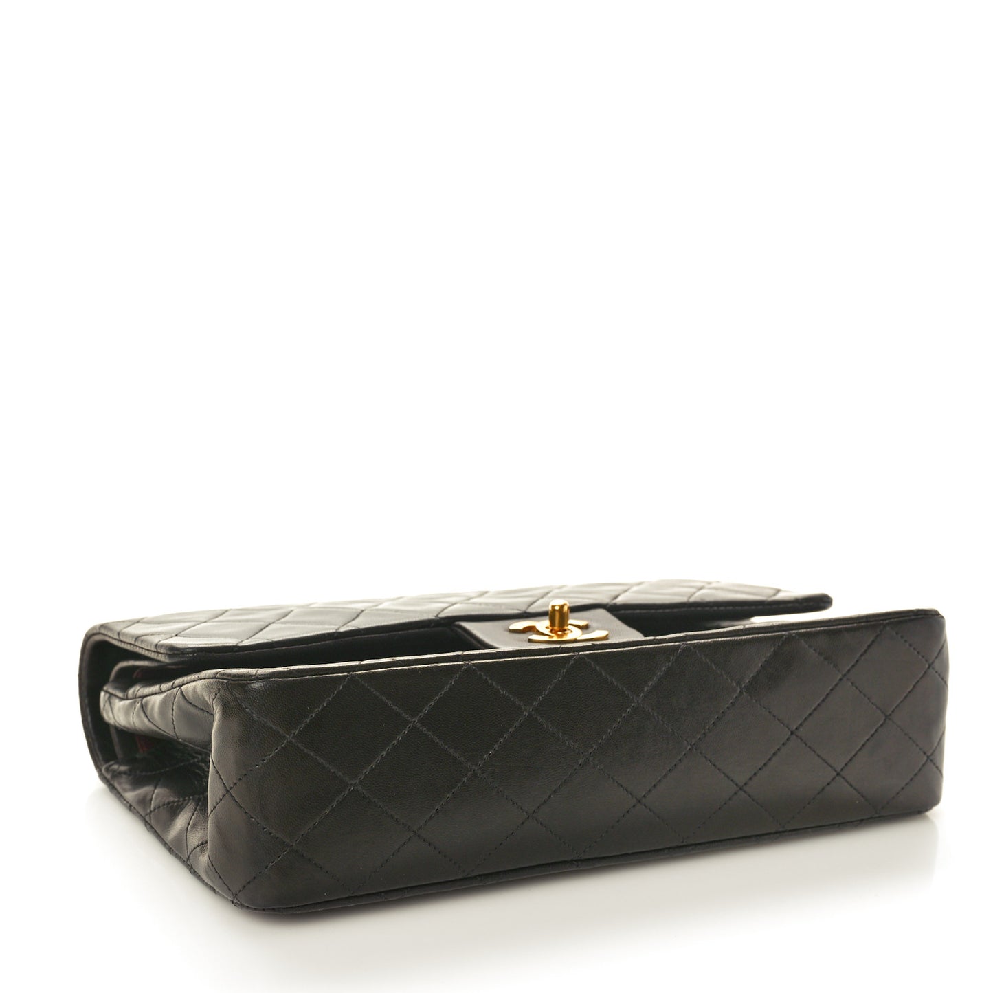 Lambskin Quilted Medium Double Flap Black