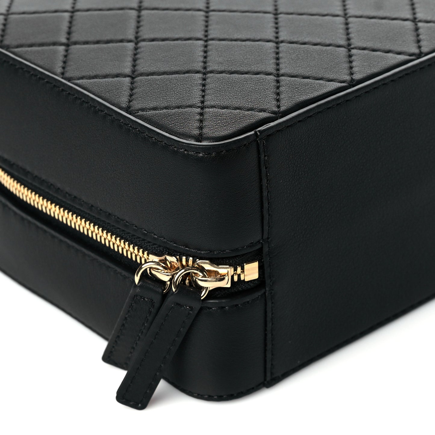Calfskin Quilted Travel Kit Vanity Case Black