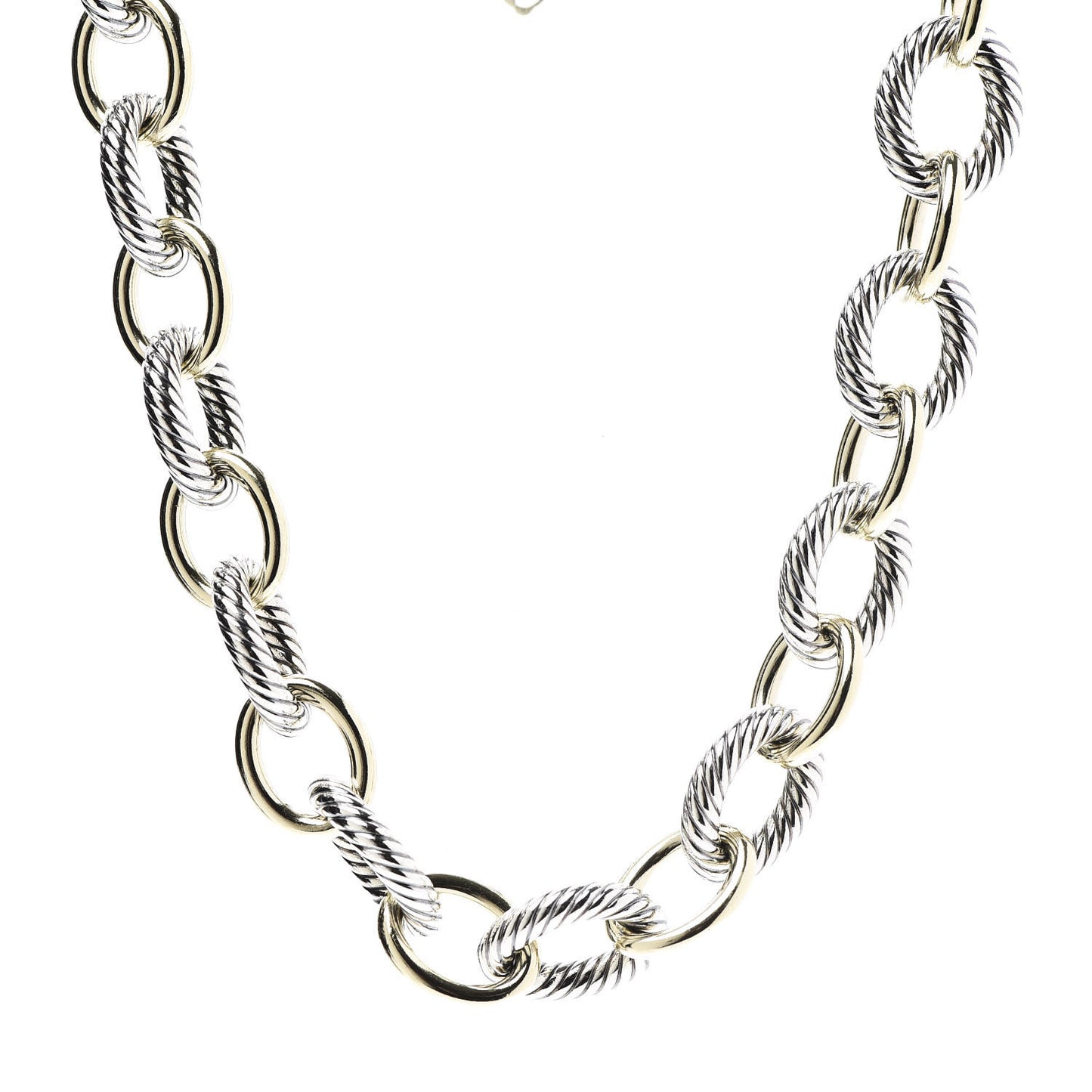 Sterling Silver 18K Yellow Gold 23mm Extra Large Oval Link Necklace