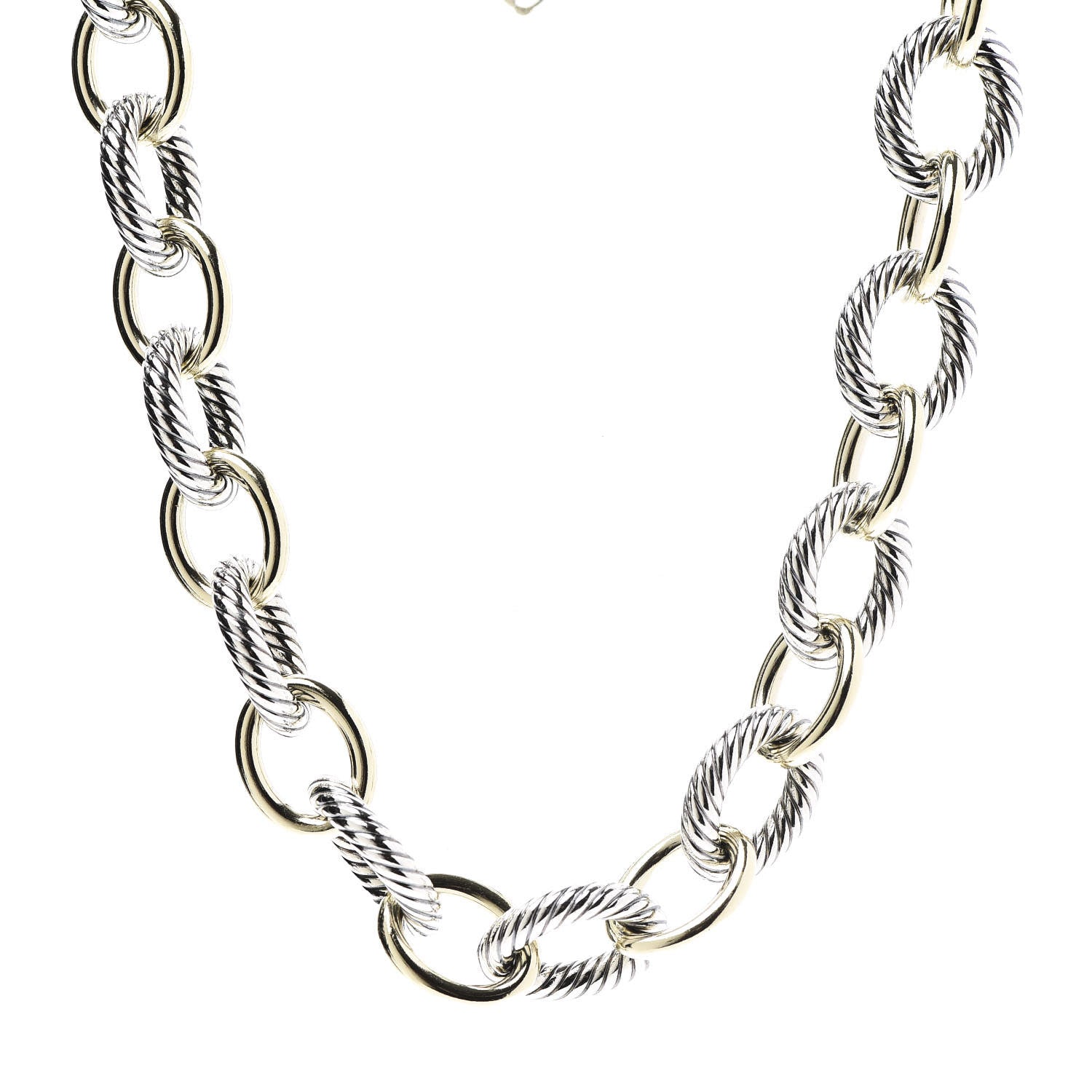 David Yurman Sterling Silver 18K Yellow Gold 23mm Extra Large Oval Link Necklace 1 of 4