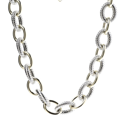 David Yurman Sterling Silver 18K Yellow Gold 23mm Extra Large Oval Link Necklace 1 of 4