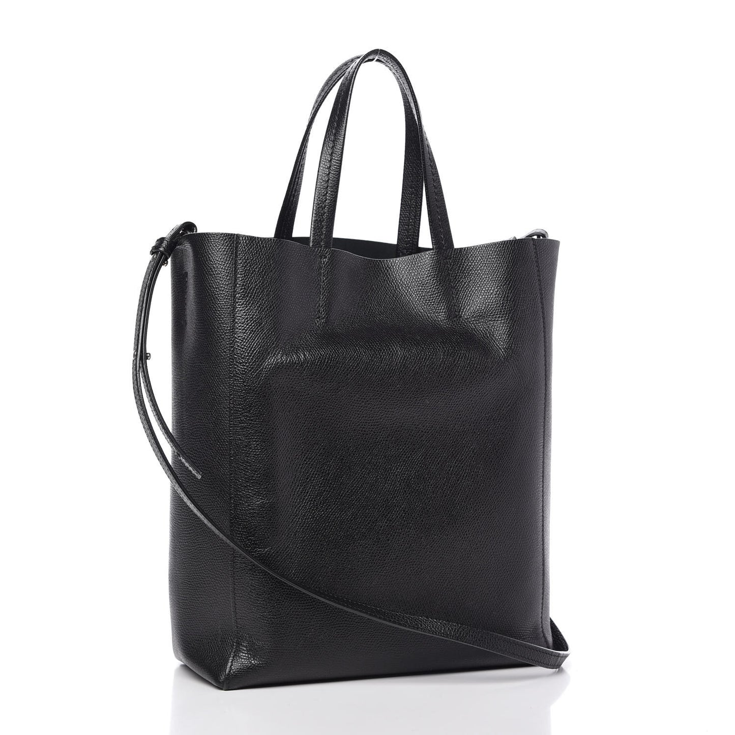 Grained Calfskin Small Vertical Cabas Black