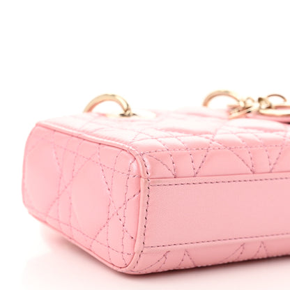 Christian Dior Metallic Lambskin Cannage Micro Lady D-Joy Pink 9 of 11