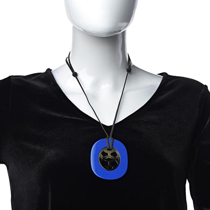 Hermes Buffalo Horn Lacquer Lift Pendant Bleu Saphir 2 of 5