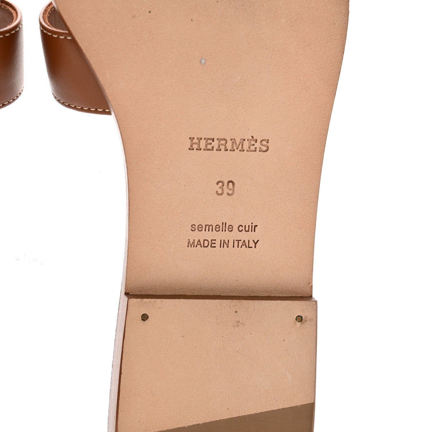 Hermes Box Calfskin Oran Sandals 39 Gold 8 of 11