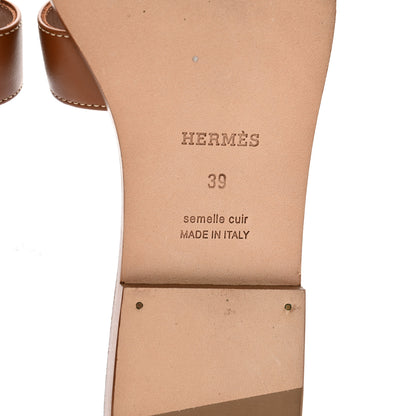 Hermes Box Calfskin Oran Sandals 39 Gold 8 of 11