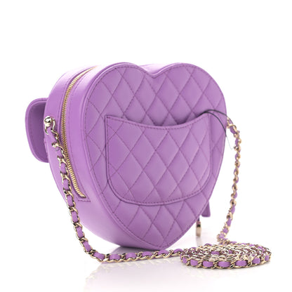 Chanel Lambskin Quilted CC In Love Heart Bag Purple 3 of 11