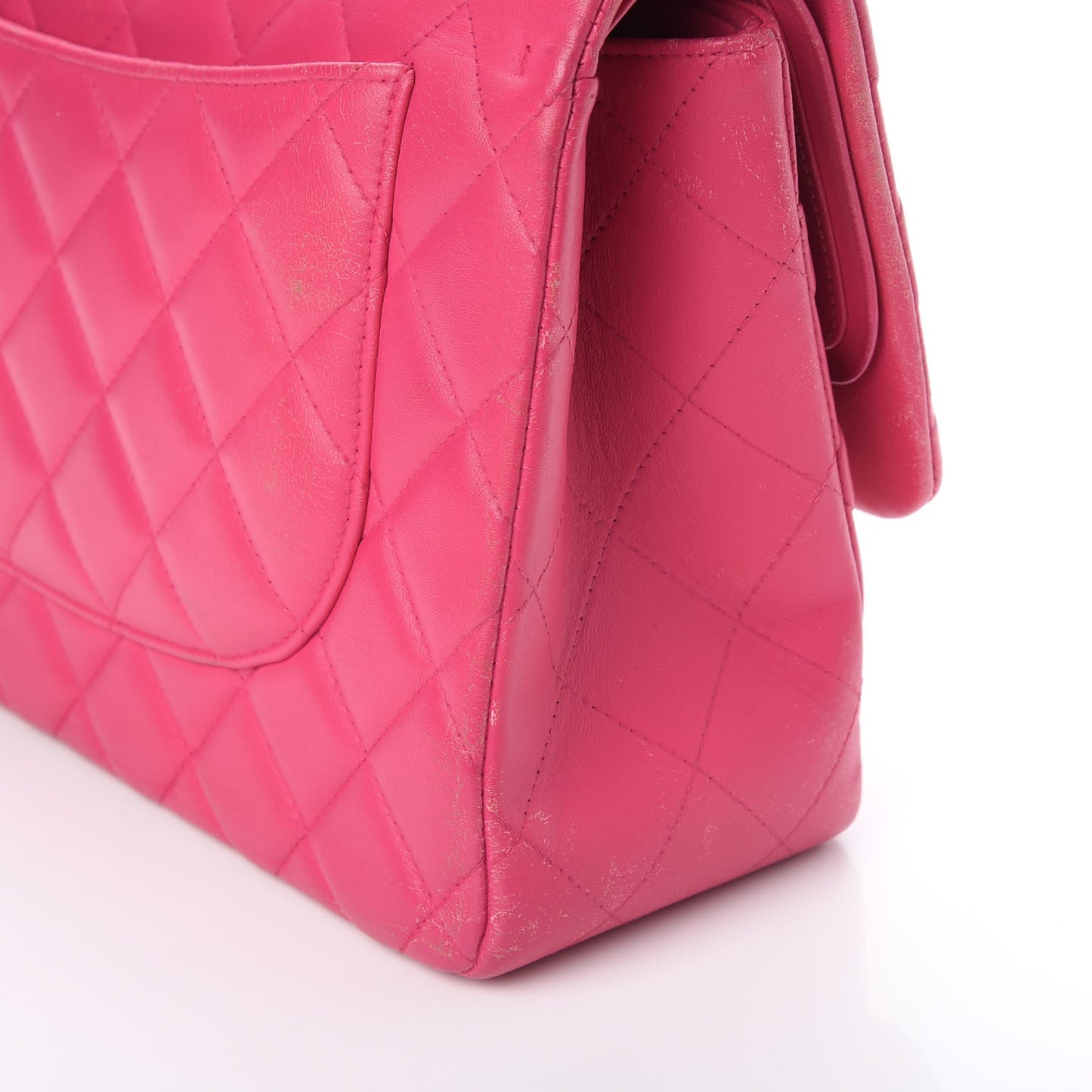 Lambskin Quilted Jumbo Double Flap Dark Pink