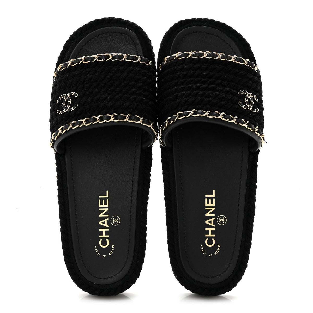 Chanel Cord Lambskin CC Chain Mules 40 Black 2 of 9