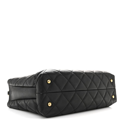 Chanel Shiny Caviar Quilted Chain Handle Small Shopping Tote Black 4 of 14